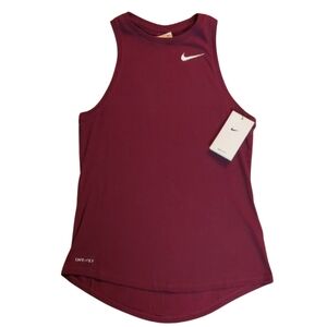 Nike Women's Dri-FIT Athletic Cut Maroon Sleeveless Dri-FIT Tank Top